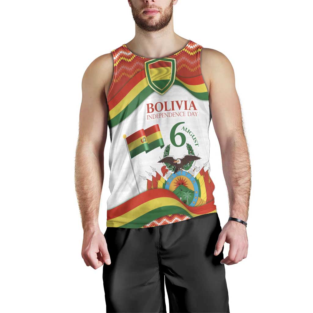 Bolivia Independence Day Men Tank Top with Flag Colors and August 6 Celebration Design