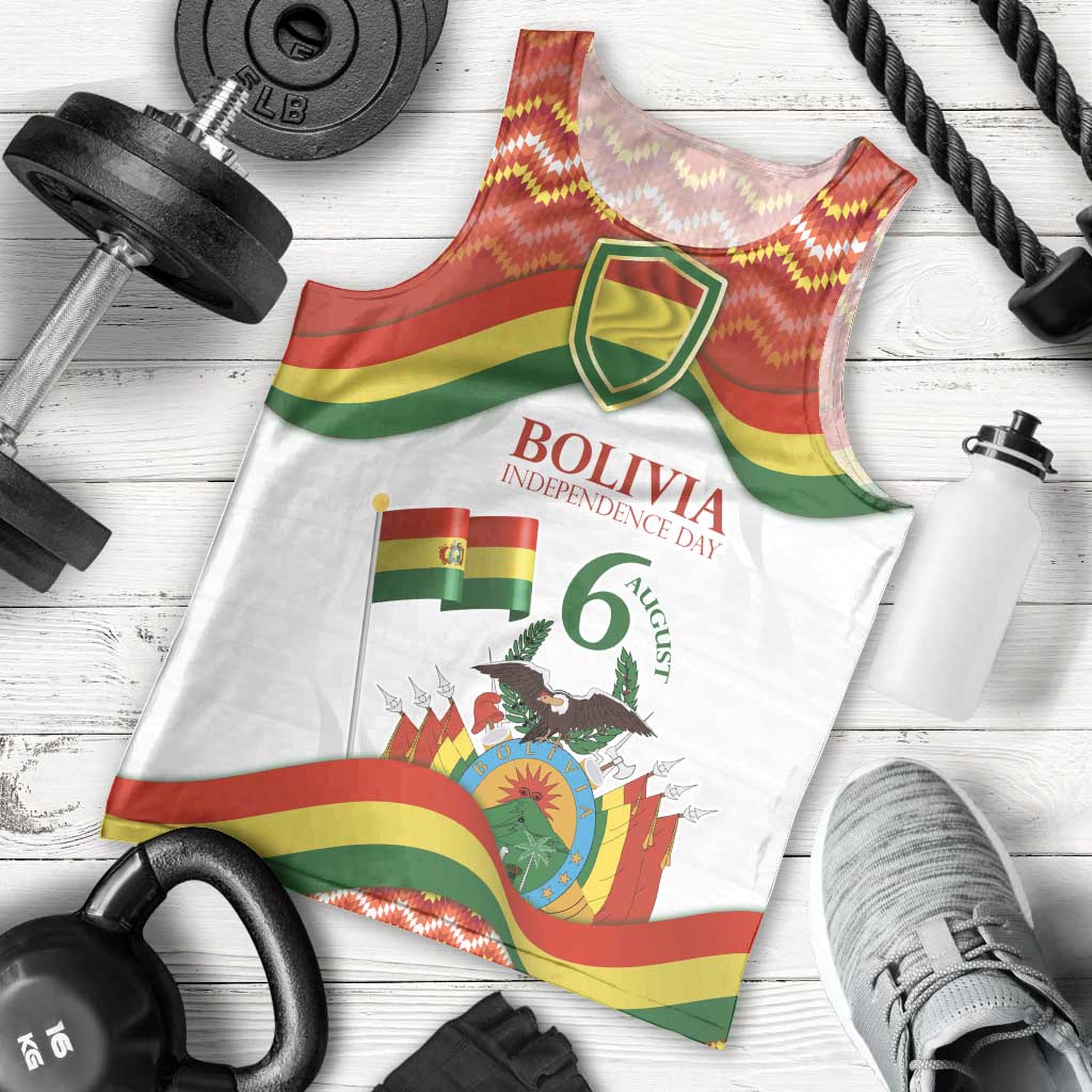 Bolivia Independence Day Men Tank Top with Flag Colors and August 6 Celebration Design