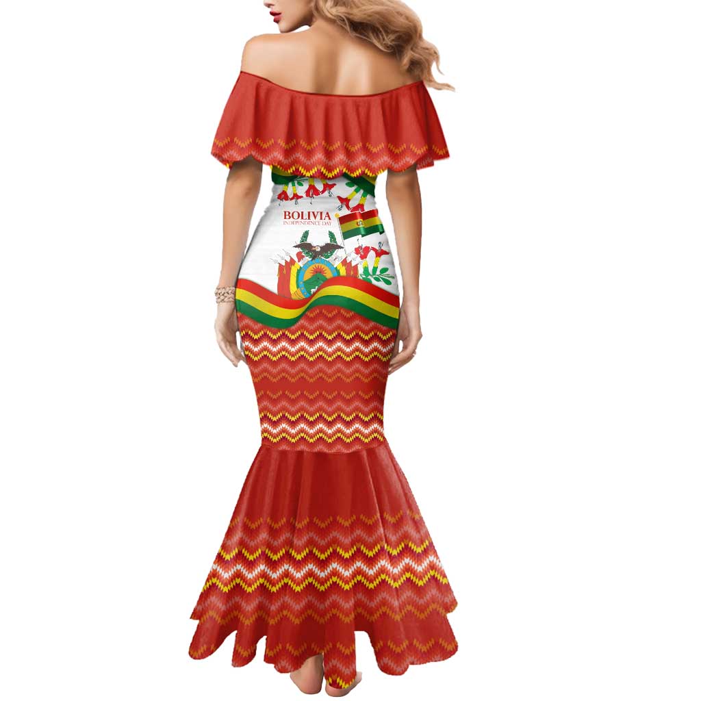 Bolivia Independence Day Mermaid Dress with Flag Colors and August 6 Celebration Design