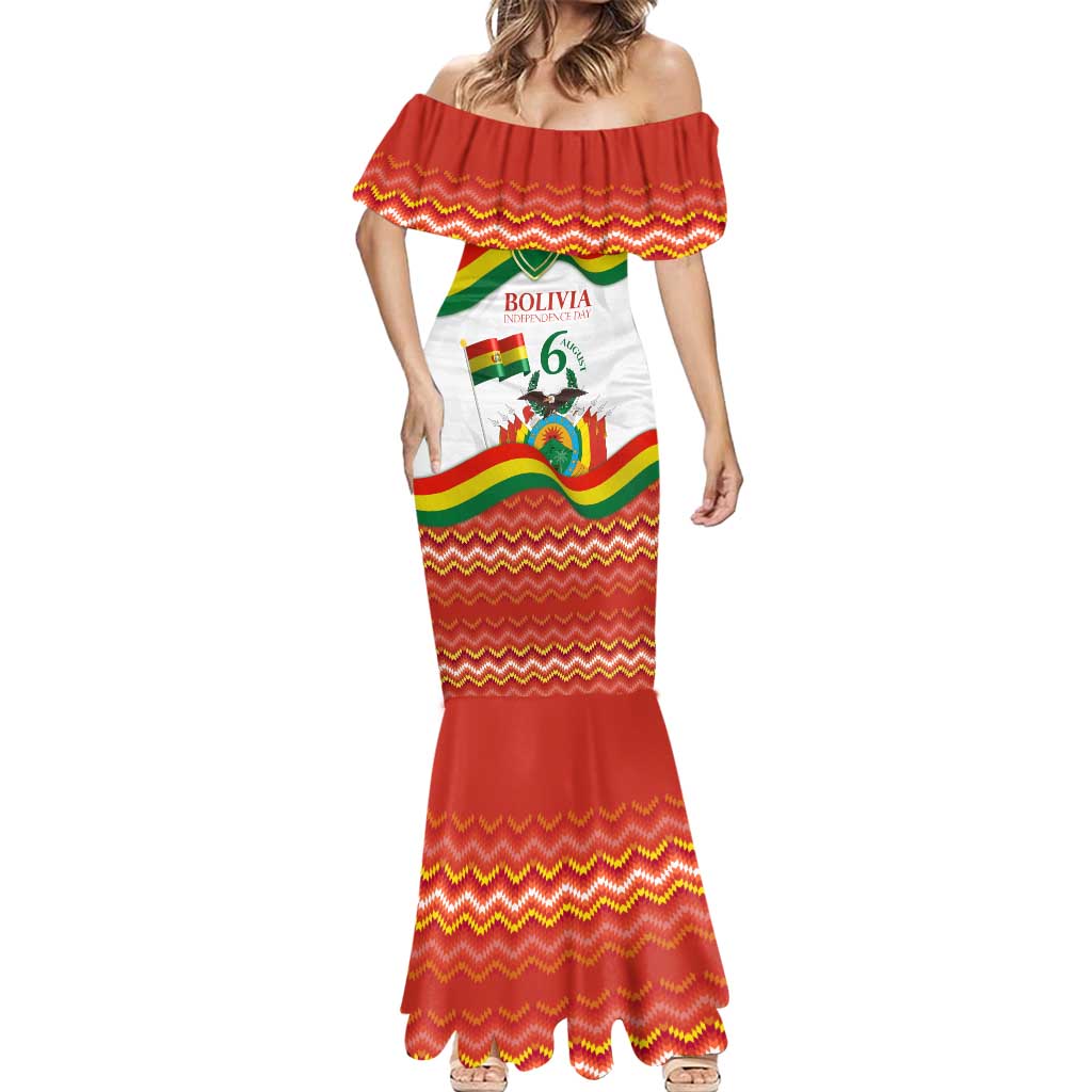 Bolivia Independence Day Mermaid Dress with Flag Colors and August 6 Celebration Design