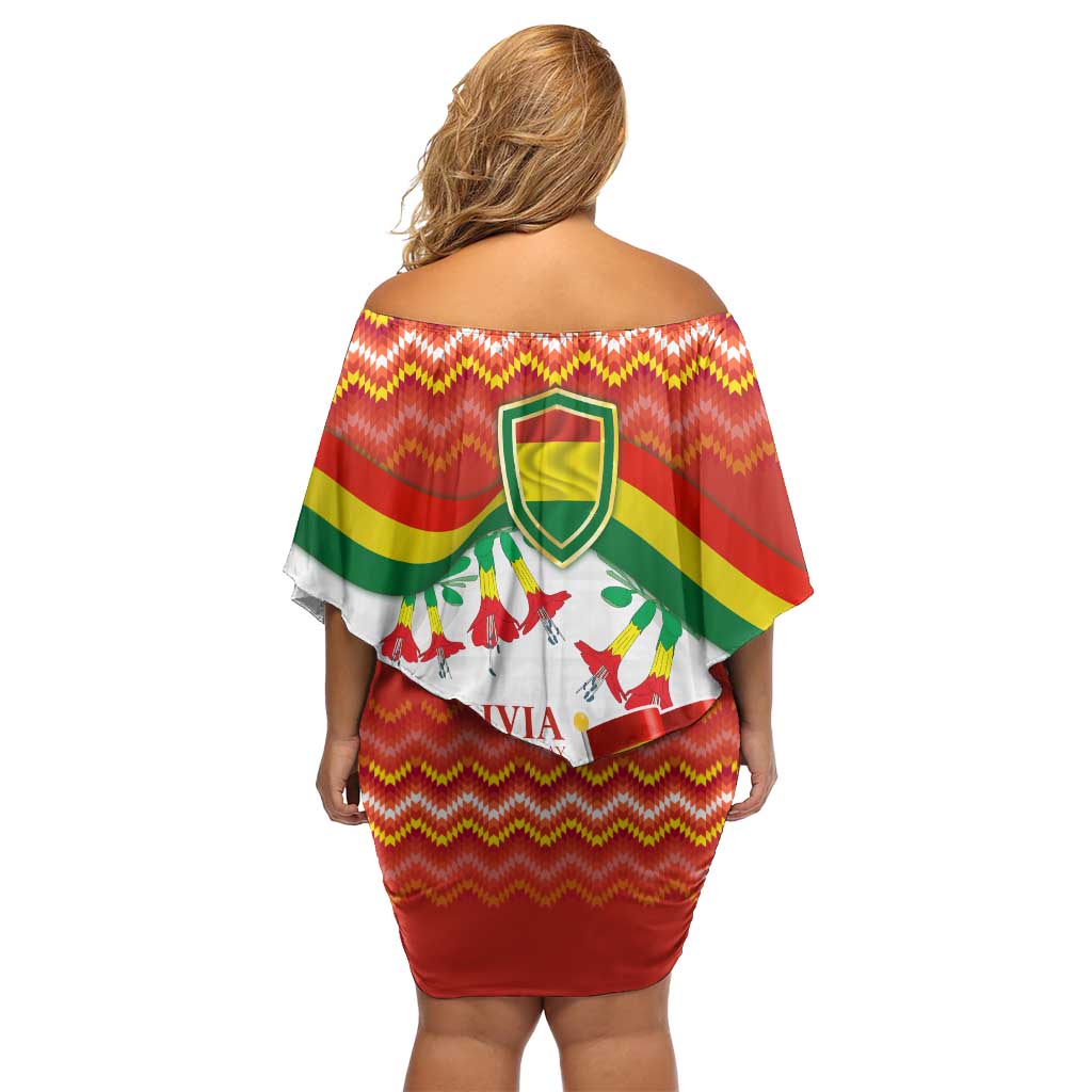 Bolivia Independence Day Off Shoulder Short Dress with Flag Colors and August 6 Celebration Design