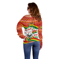 Bolivia Independence Day Off Shoulder Sweater with Flag Colors and August 6 Celebration Design