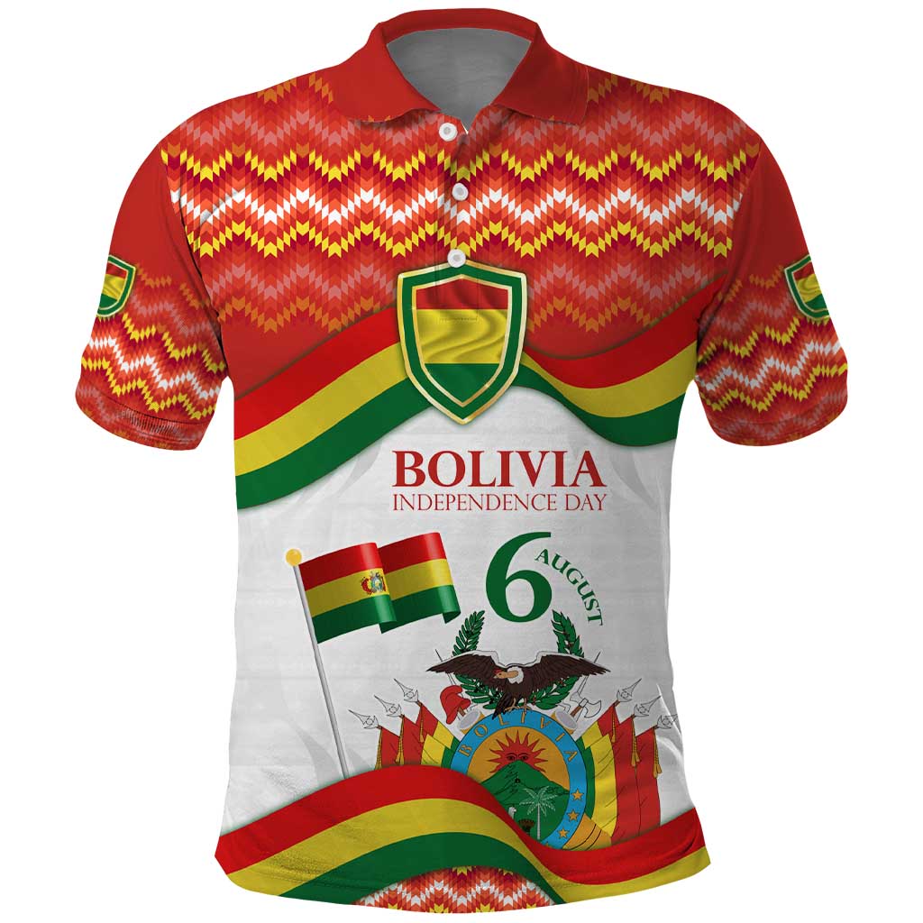Bolivia Independence Day Polo Shirt with Flag Colors and August 6 Celebration Design