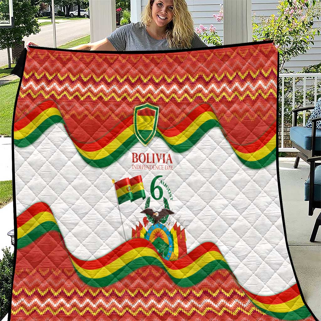 Bolivia Independence Day Quilt with Flag Colors and August 6 Celebration Design
