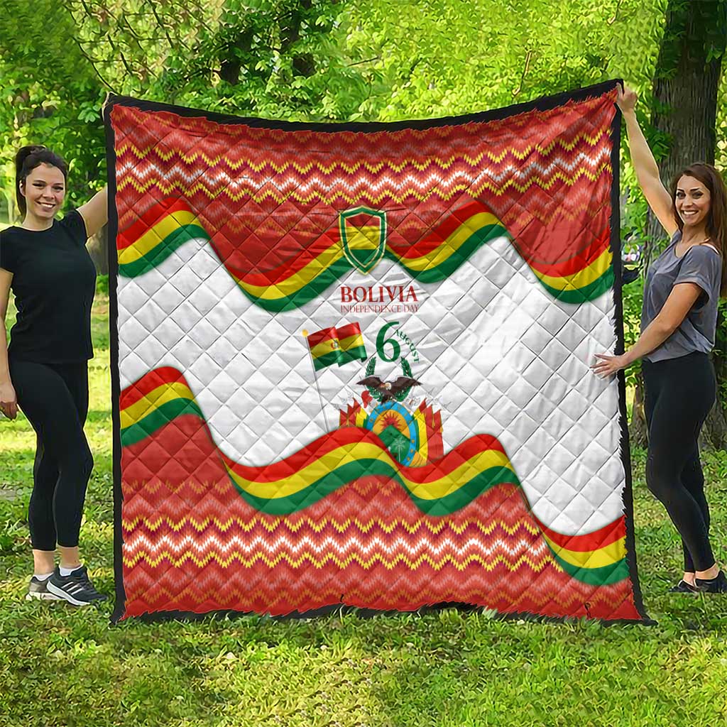 Bolivia Independence Day Quilt with Flag Colors and August 6 Celebration Design