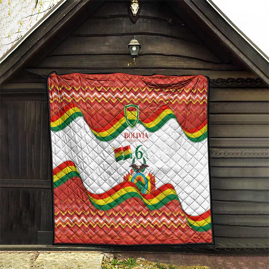 Bolivia Independence Day Quilt with Flag Colors and August 6 Celebration Design