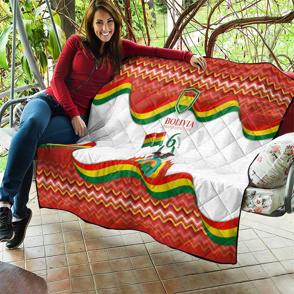 Bolivia Independence Day Quilt with Flag Colors and August 6 Celebration Design