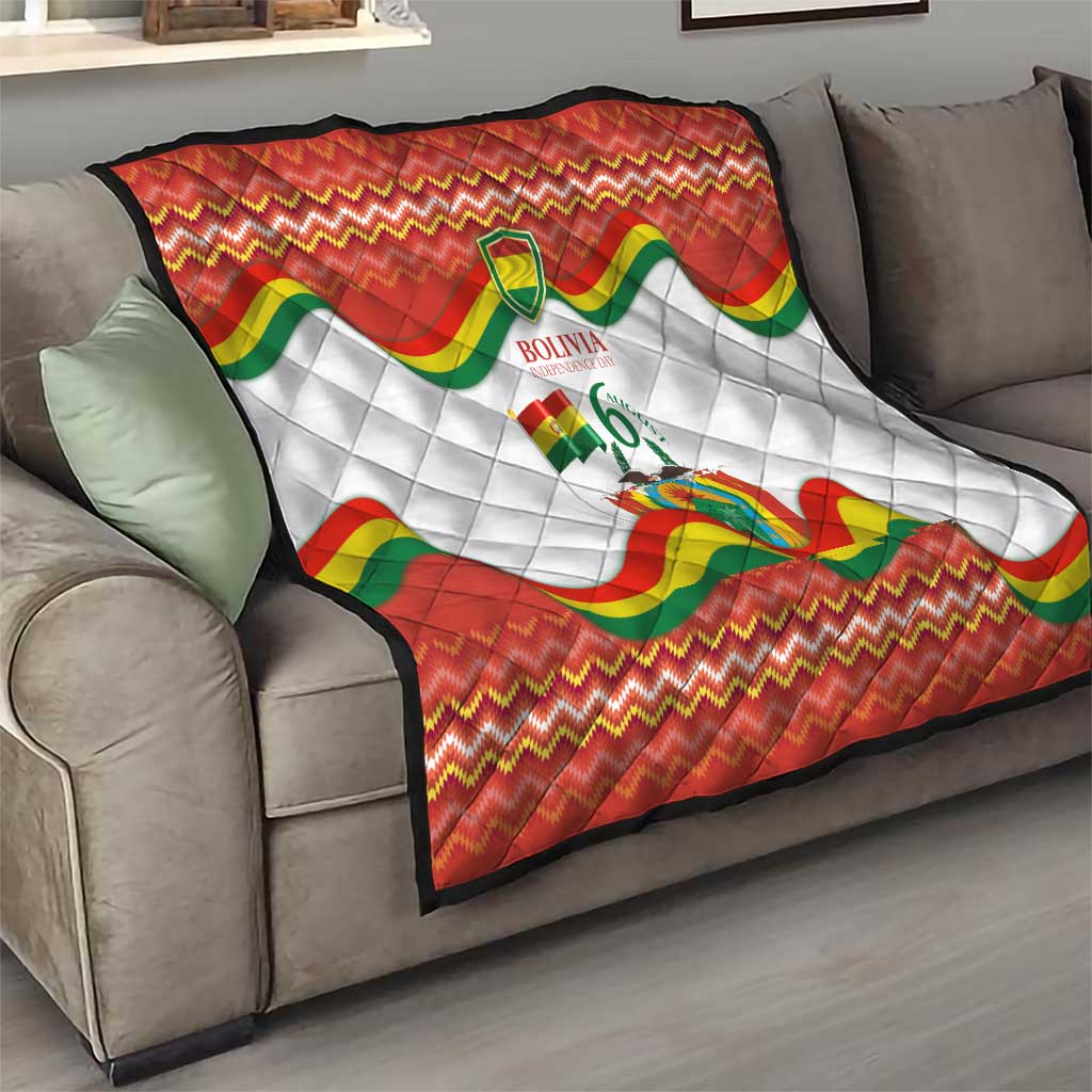 Bolivia Independence Day Quilt with Flag Colors and August 6 Celebration Design
