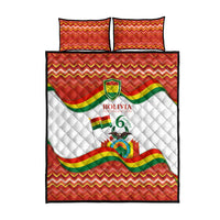 Bolivia Independence Day Quilt Bed Set with Flag Colors and August 6 Celebration Design