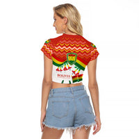 Bolivia Independence Day Raglan Cropped T Shirt with Flag Colors and August 6 Celebration Design