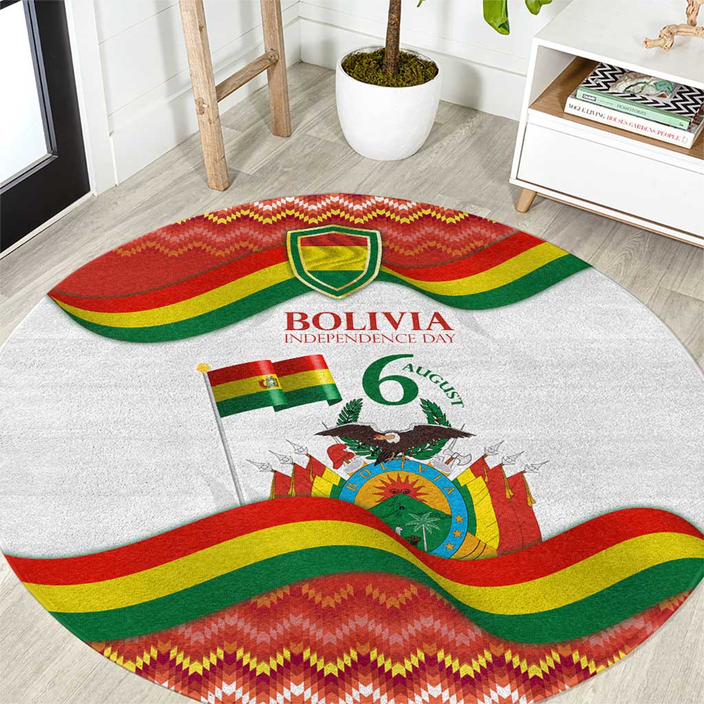 Bolivia Independence Day Round Carpet with Flag Colors and August 6 Celebration Design