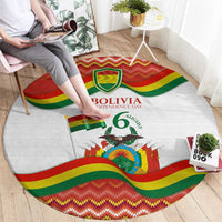 Bolivia Independence Day Round Carpet with Flag Colors and August 6 Celebration Design