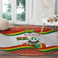 Bolivia Independence Day Round Carpet with Flag Colors and August 6 Celebration Design