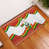 Bolivia Independence Day Rubber Doormat with Flag Colors and August 6 Celebration Design