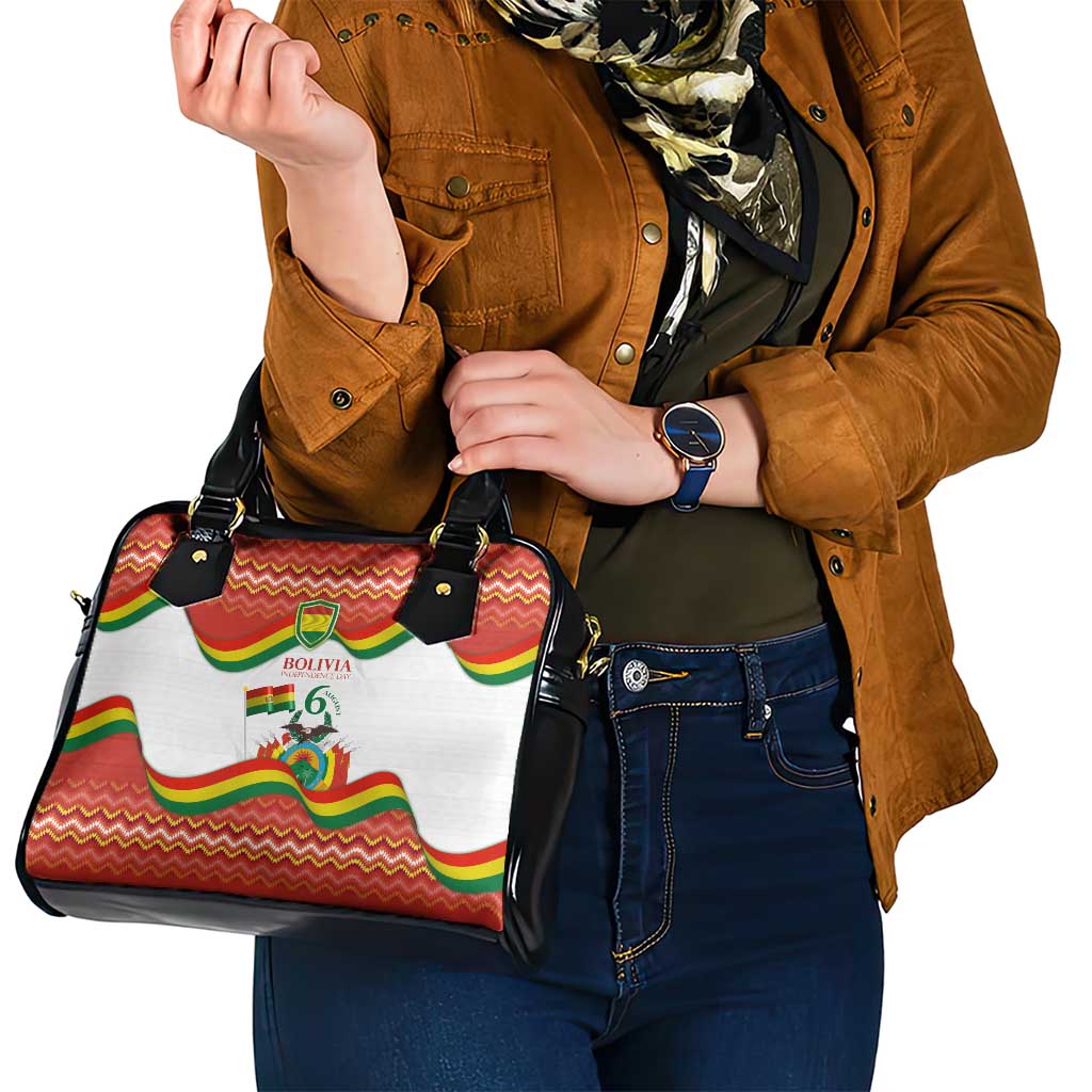 Bolivia Independence Day Shoulder Handbag with Flag Colors and August 6 Celebration Design