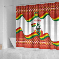 Bolivia Independence Day Shower Curtain with Flag Colors and August 6 Celebration Design
