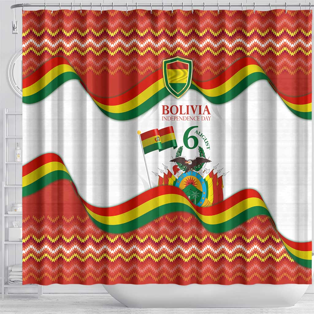 Bolivia Independence Day Shower Curtain with Flag Colors and August 6 Celebration Design