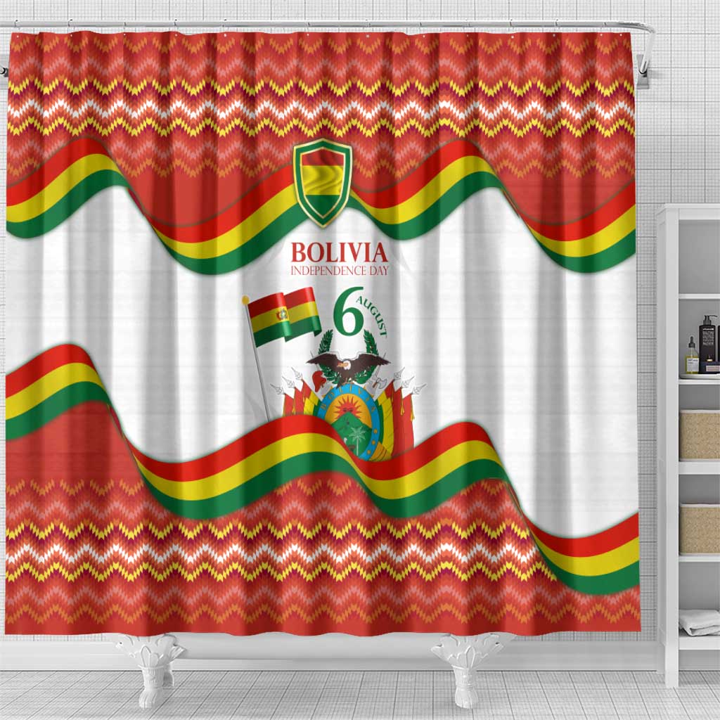Bolivia Independence Day Shower Curtain with Flag Colors and August 6 Celebration Design