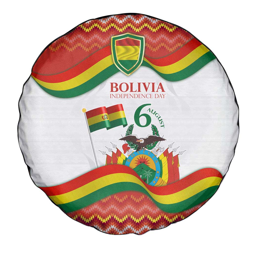 Bolivia Independence Day Spare Tire Cover with Flag Colors and August 6 Celebration Design