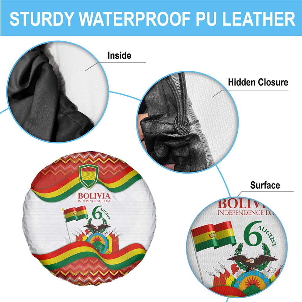 Bolivia Independence Day Spare Tire Cover with Flag Colors and August 6 Celebration Design