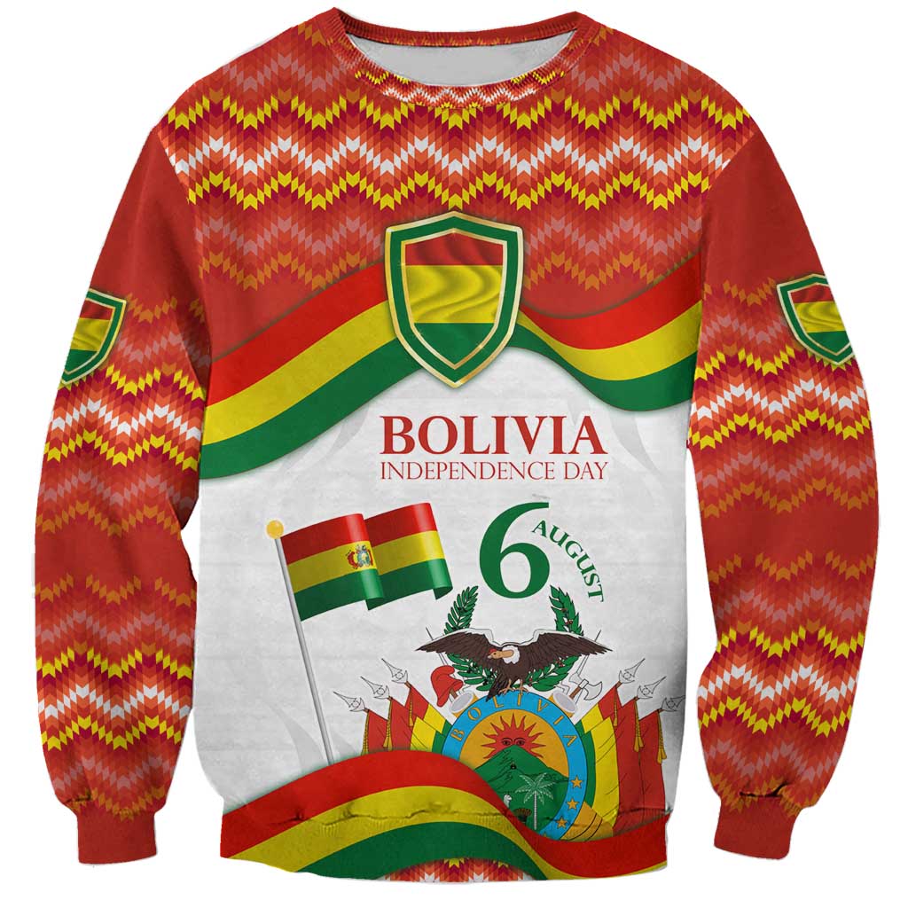 Bolivia Independence Day Sweatshirt with Flag Colors and August 6 Celebration Design