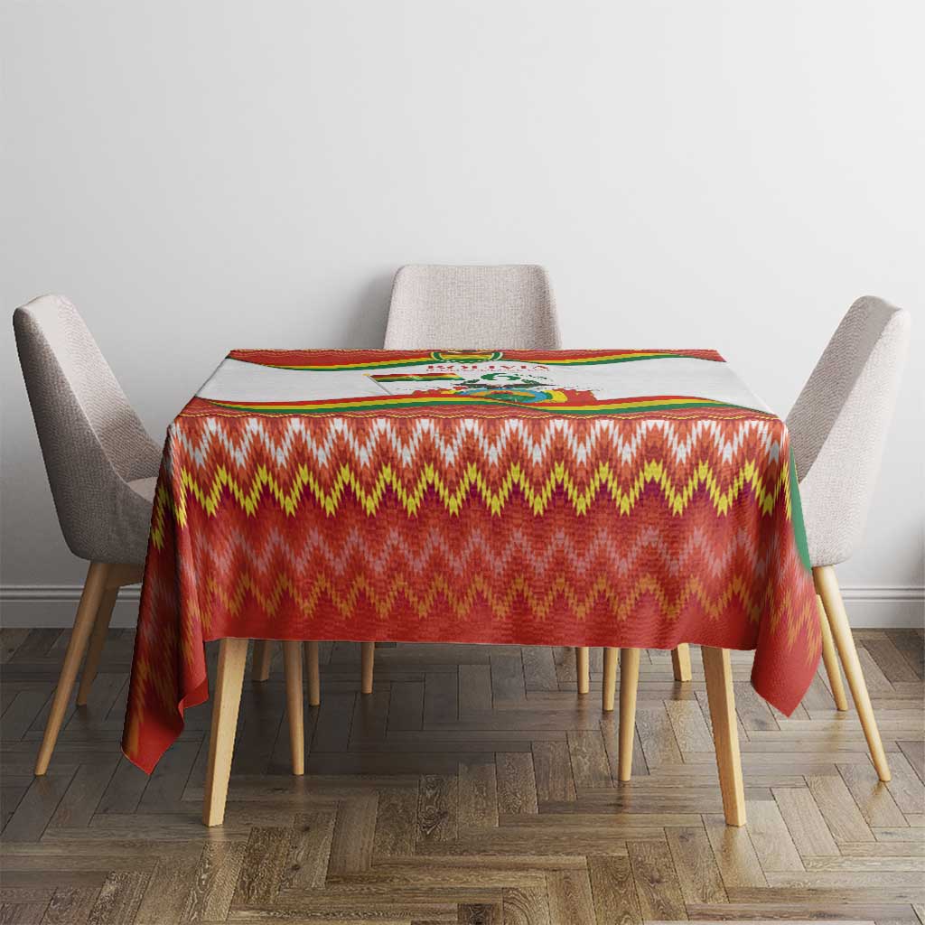 Bolivia Independence Day Tablecloth with Flag Colors and August 6 Celebration Design