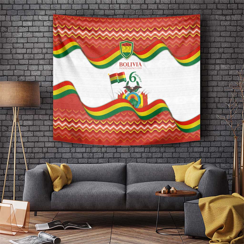Bolivia Independence Day Tapestry with Flag Colors and August 6 Celebration Design