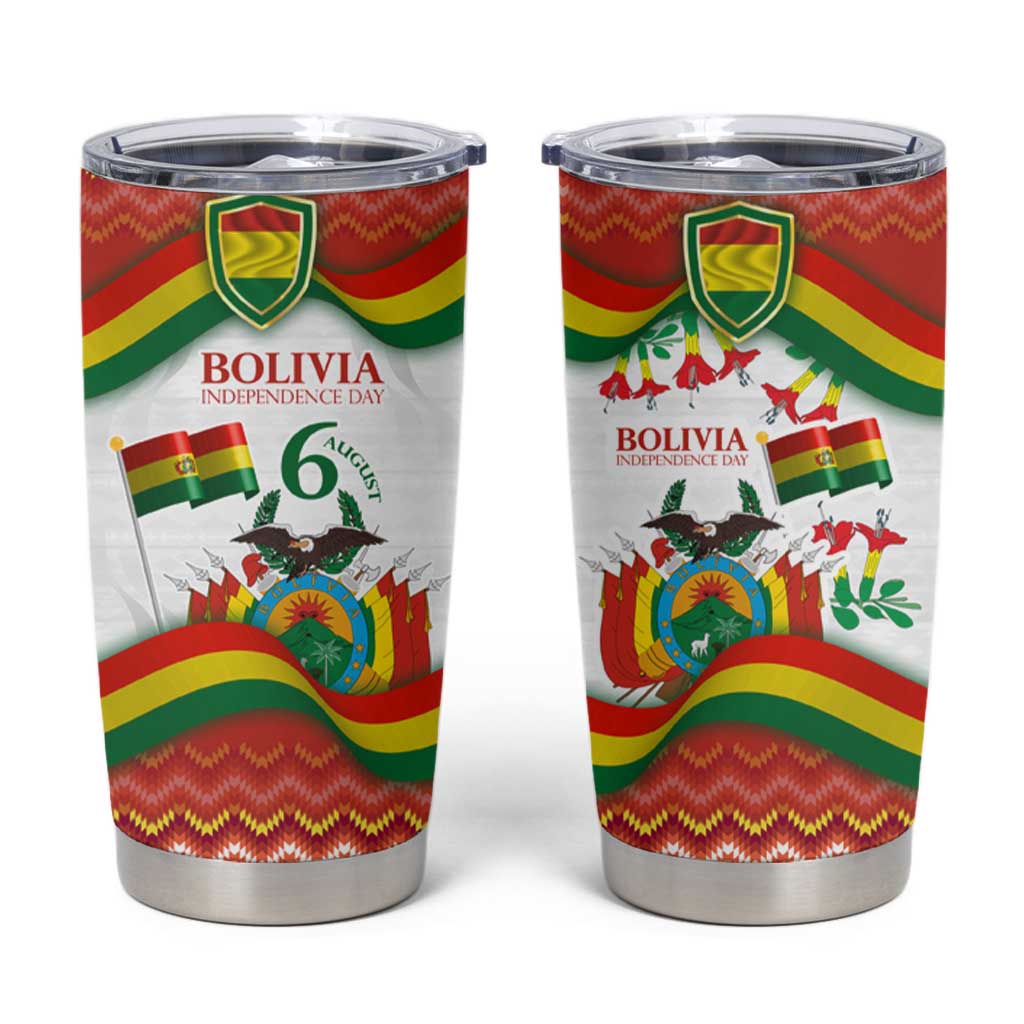 Bolivia Independence Day Tumbler Cup with Flag Colors and August 6 Celebration Design