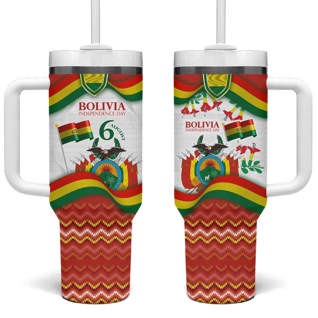 Bolivia Independence Day Tumbler With Handle with Flag Colors and August 6 Celebration Design