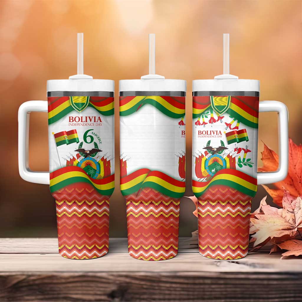 Bolivia Independence Day Tumbler With Handle with Flag Colors and August 6 Celebration Design