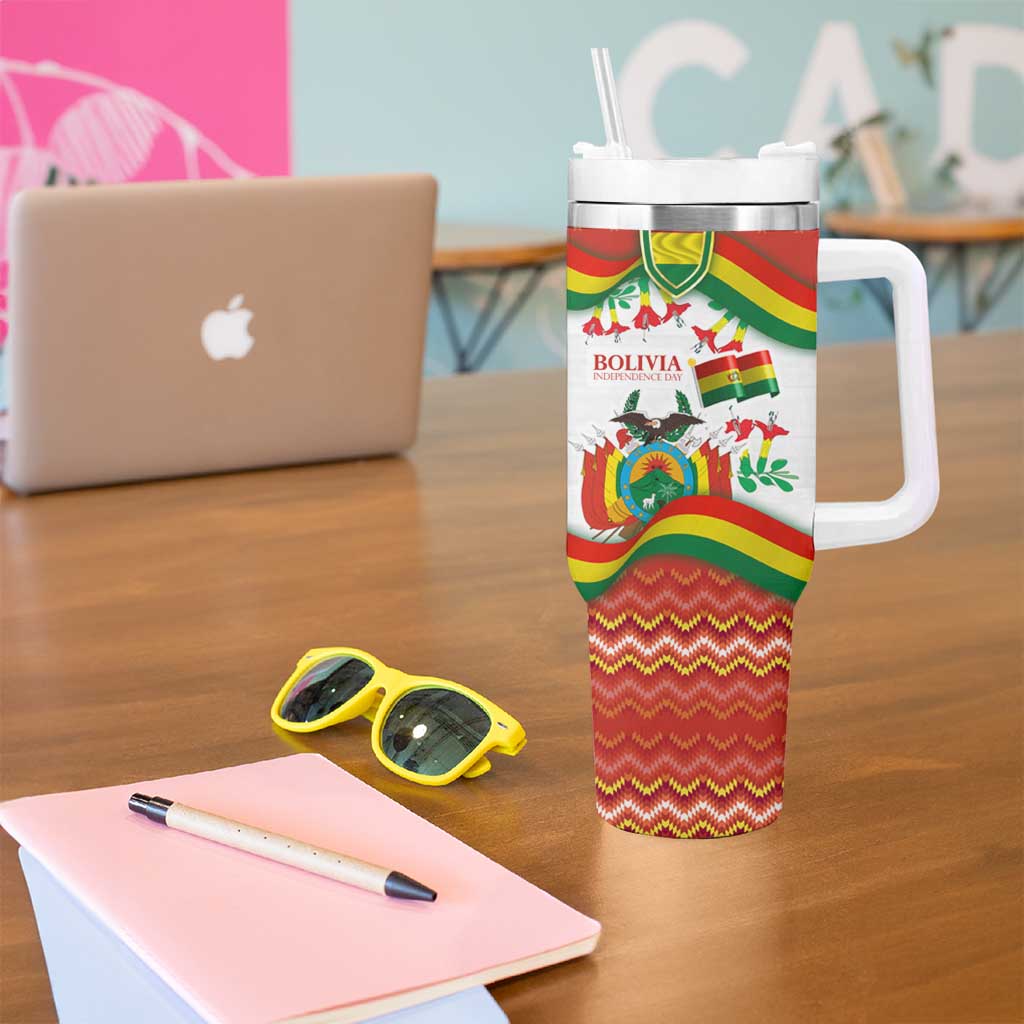 Bolivia Independence Day Tumbler With Handle with Flag Colors and August 6 Celebration Design