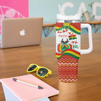 Bolivia Independence Day Tumbler With Handle with Flag Colors and August 6 Celebration Design