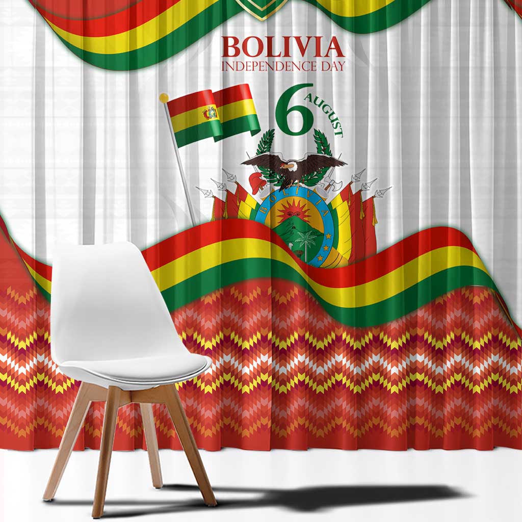 Bolivia Independence Day Window Curtain with Flag Colors and August 6 Celebration Design