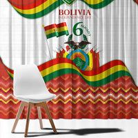 Bolivia Independence Day Window Curtain with Flag Colors and August 6 Celebration Design
