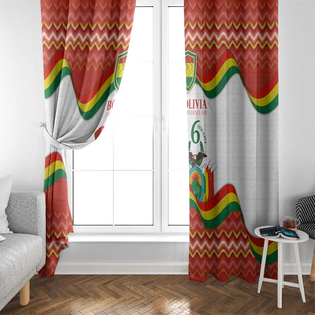 Bolivia Independence Day Window Curtain with Flag Colors and August 6 Celebration Design