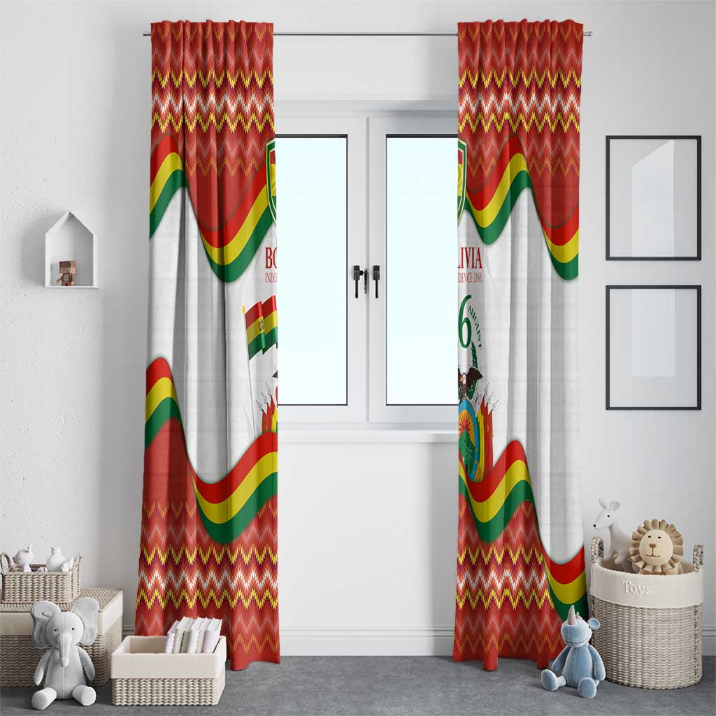 Bolivia Independence Day Window Curtain with Flag Colors and August 6 Celebration Design