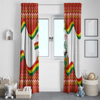 Bolivia Independence Day Window Curtain with Flag Colors and August 6 Celebration Design