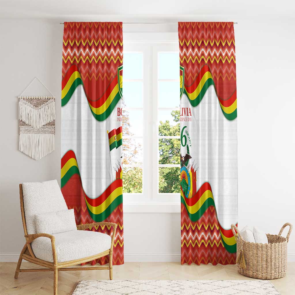 Bolivia Independence Day Window Curtain with Flag Colors and August 6 Celebration Design