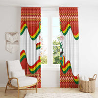 Bolivia Independence Day Window Curtain with Flag Colors and August 6 Celebration Design