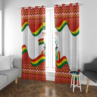 Bolivia Independence Day Window Curtain with Flag Colors and August 6 Celebration Design