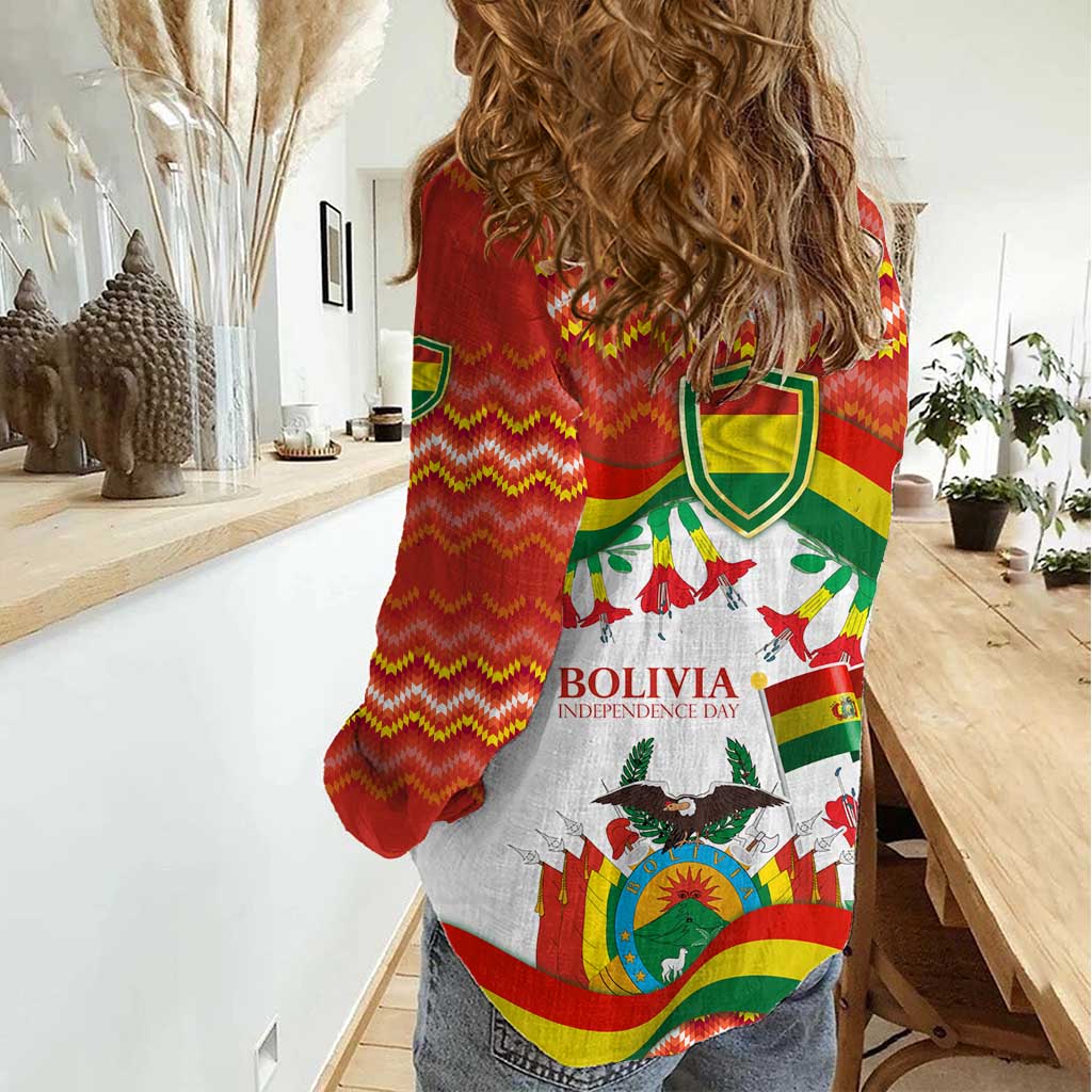 Bolivia Independence Day Women Casual Shirt with Flag Colors and August 6 Celebration Design