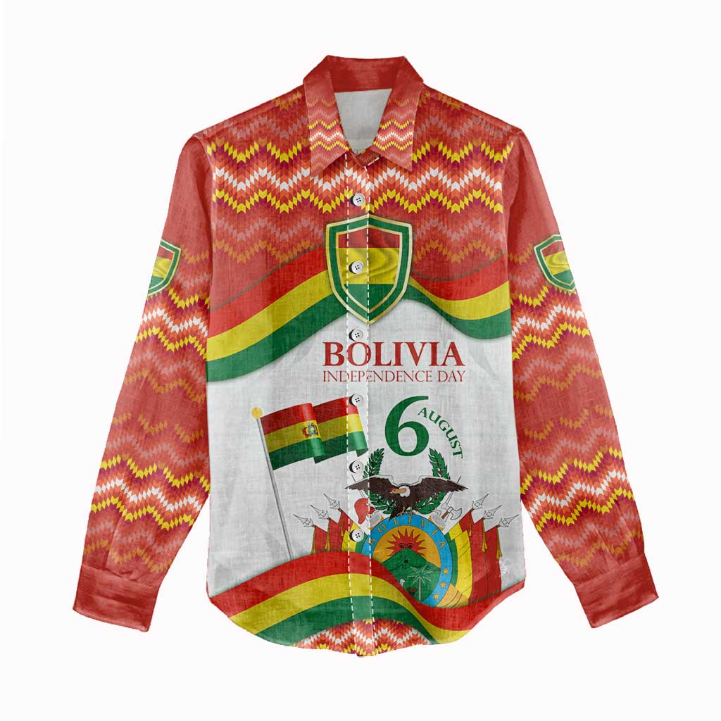 Bolivia Independence Day Women Casual Shirt with Flag Colors and August 6 Celebration Design
