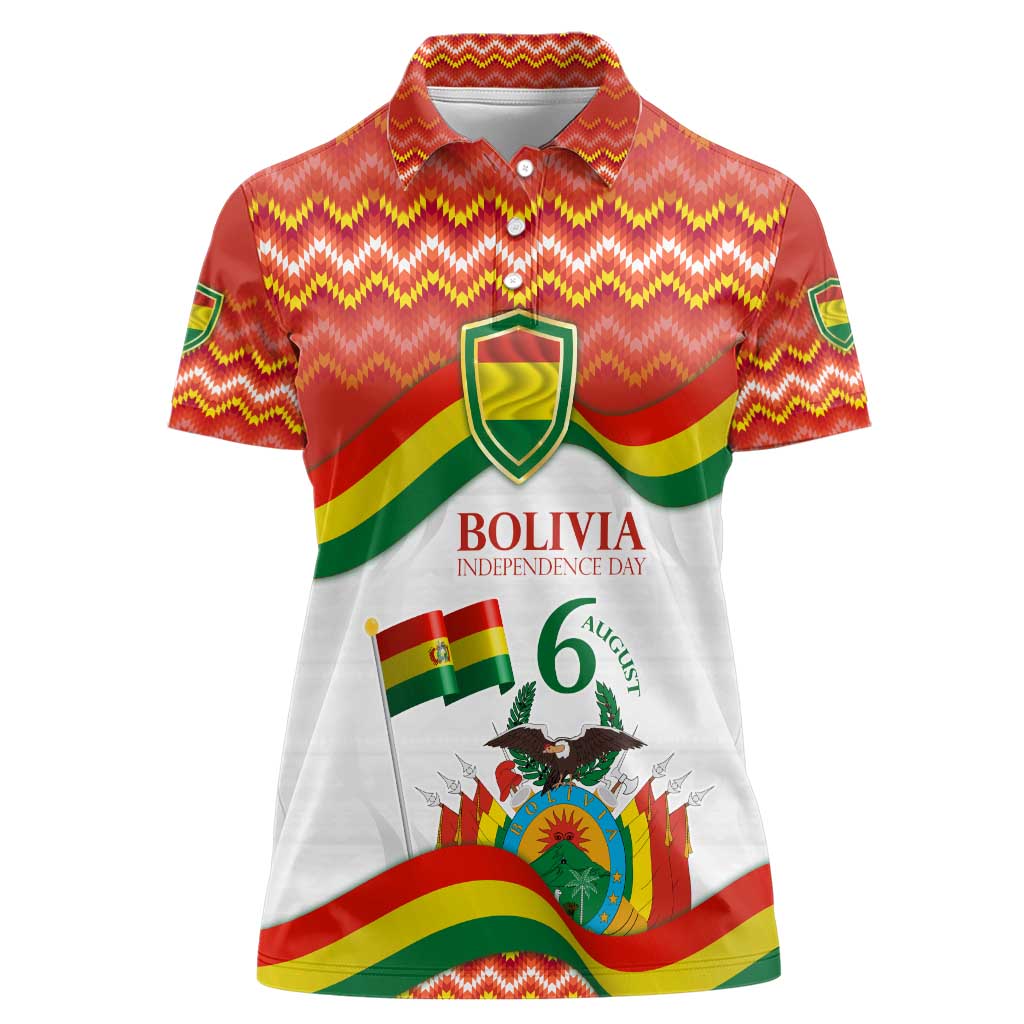Bolivia Independence Day Women Polo Shirt with Flag Colors and August 6 Celebration Design