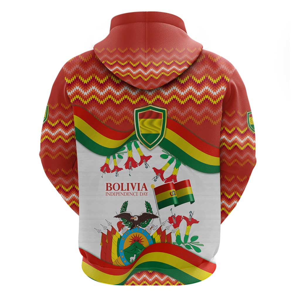Bolivia Independence Day Zip Hoodie with Flag Colors and August 6 Celebration Design