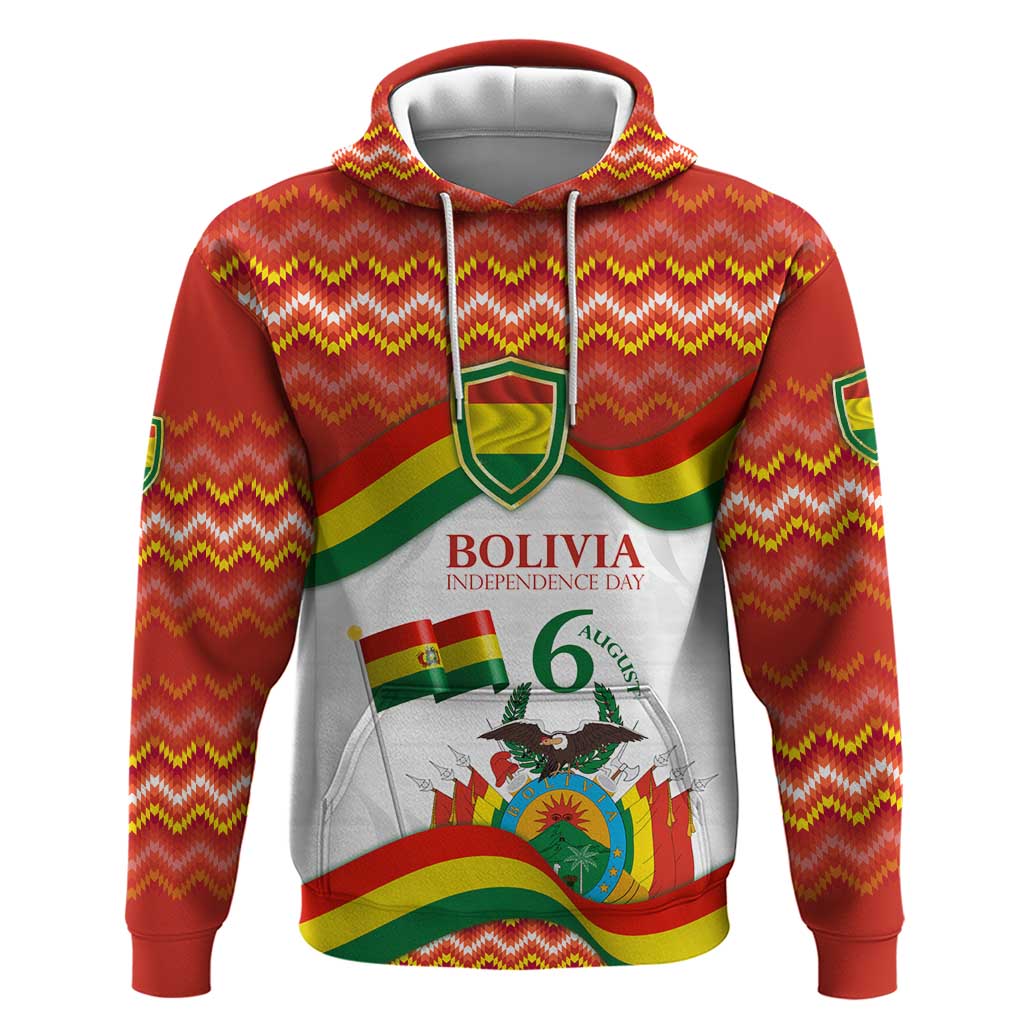 Bolivia Independence Day Zip Hoodie with Flag Colors and August 6 Celebration Design