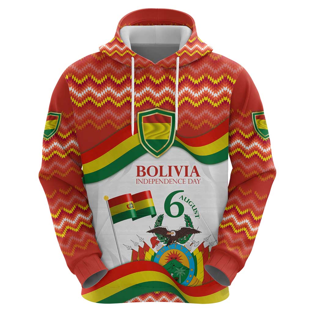 Bolivia Independence Day Zip Hoodie with Flag Colors and August 6 Celebration Design