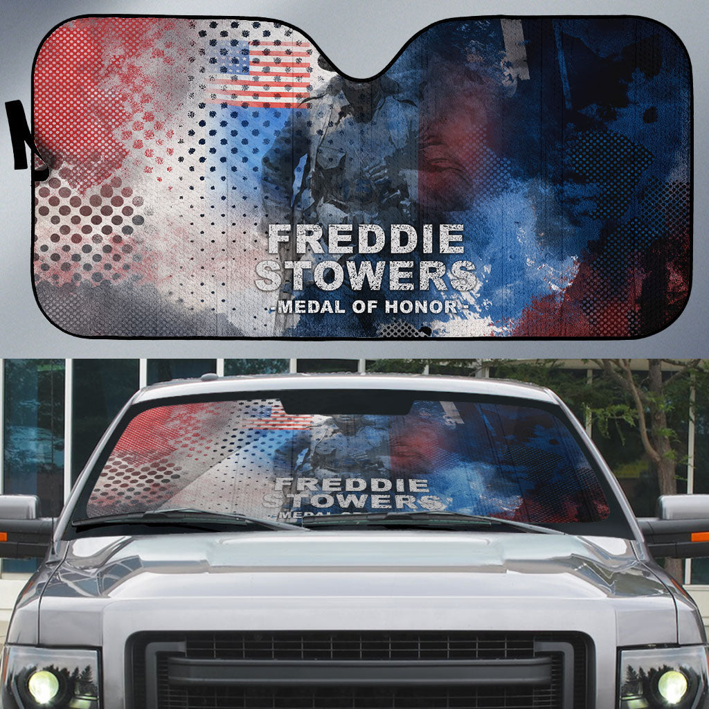 Freddie Stowers Auto Sun Shade African American Military Hero - Medal Of Honor 157th Infantry Division