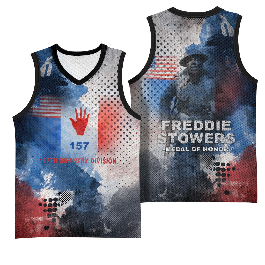 Freddie Stowers Basketball Jersey African American Military Hero - Medal Of Honor 157th Infantry Division