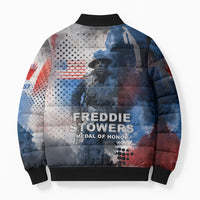 Freddie Stowers Bomber Puffer Jacket African American Military Hero - Medal Of Honor 157th Infantry Division