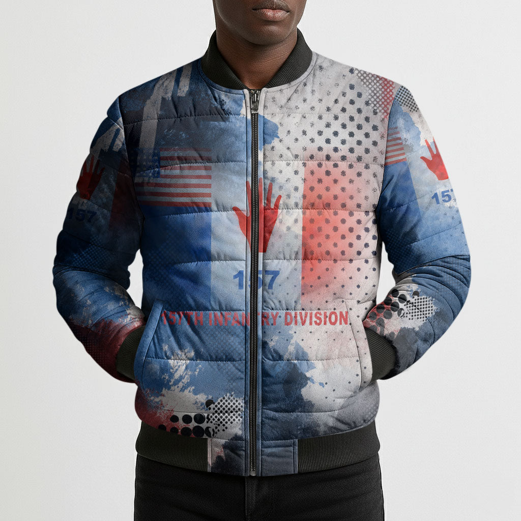 Freddie Stowers Bomber Puffer Jacket African American Military Hero - Medal Of Honor 157th Infantry Division